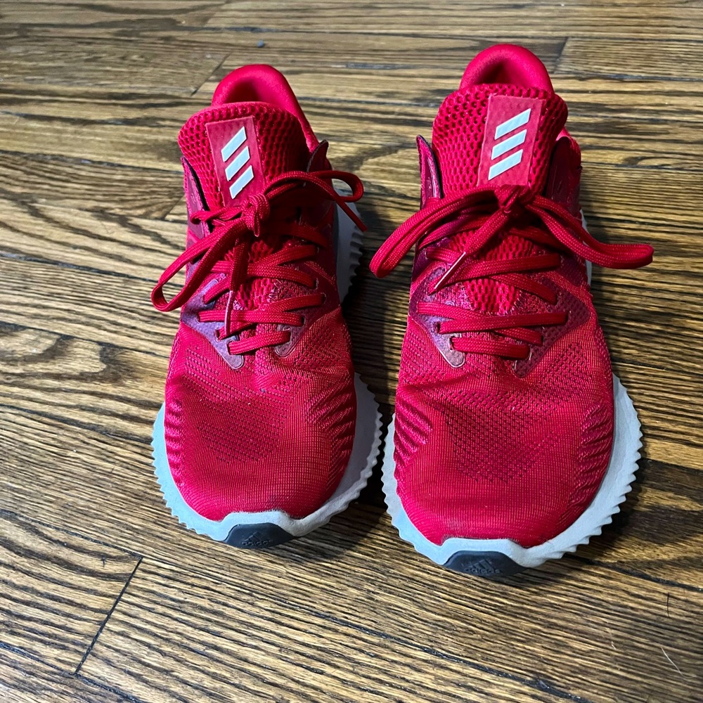 Red adidas alpha bounce shoes